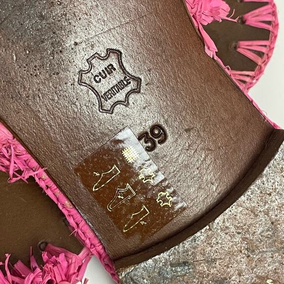 L. Autre Chose Pink Straw Slides Size 8.5 - Picture 3 of 6